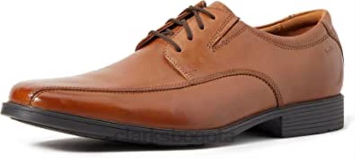 Clarks 0DX8L1010 zapatos clarks tilden walk oxford para hombre marrón oscuro tostado lea hombres marrón oscuro bronceado lea