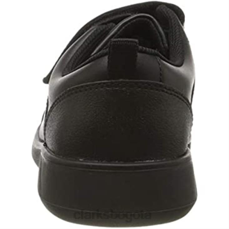 Clarks 0DX8L1020 Zapatillas de deporte para niño scape sky k de piel negra de corte ancho para uniforme escolar clarks niños cuero negro