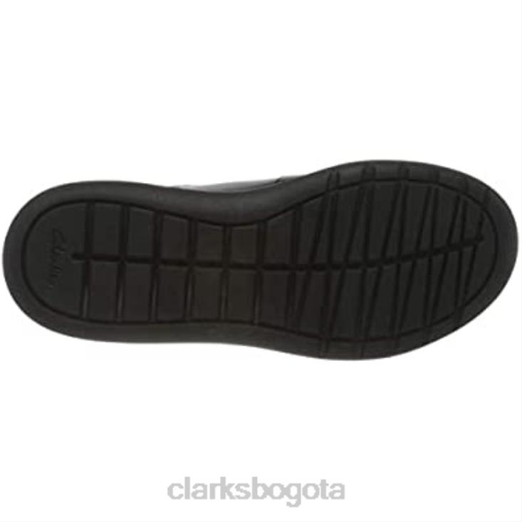 Clarks 0DX8L1020 Zapatillas de deporte para niño scape sky k de piel negra de corte ancho para uniforme escolar clarks niños cuero negro