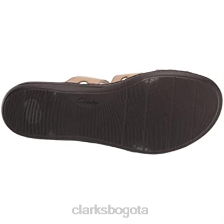 Clarks 0DX8L1057 Sandalia plana Clarks Laurieann Cove de cuero arena para mujer mujer cuero arena
