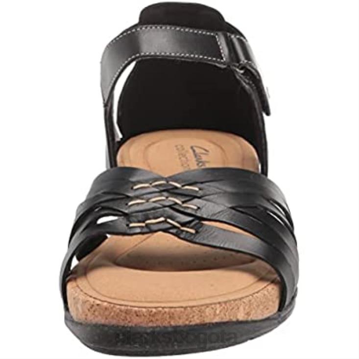 Clarks 0DX8L1058 Sandalia plana clarks roseville cove piel negro mujer cuero negro