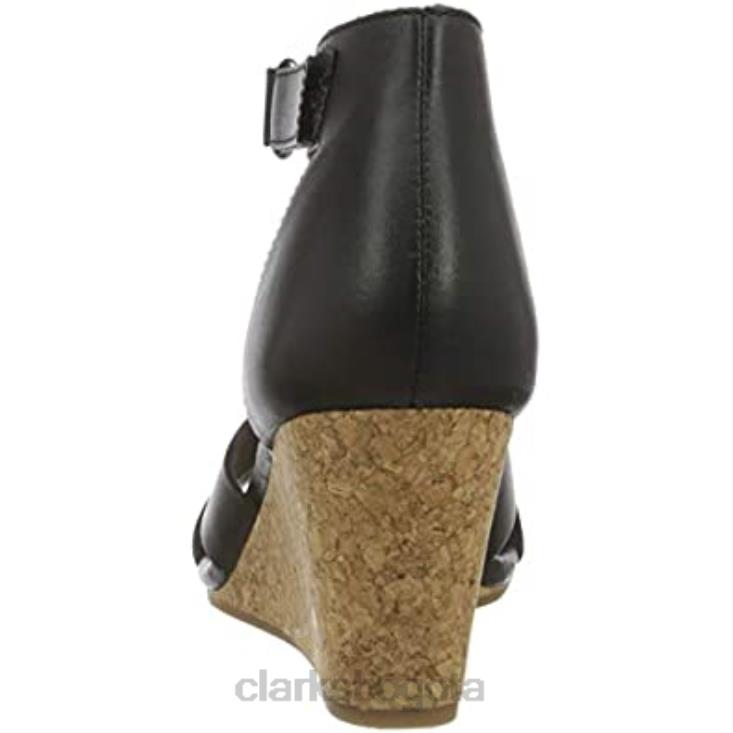 Clarks 0DX8L1067 Sandalia de tacón Clarks Margee Gracie de piel negra para mujer mujer cuero negro