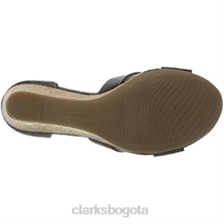 Clarks 0DX8L1067 Sandalia de tacón Clarks Margee Gracie de piel negra para mujer mujer cuero negro