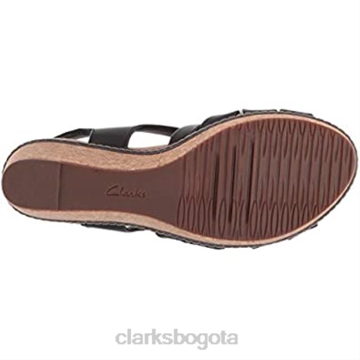 Clarks 0DX8L1070 sandalia con cuña annadel rayna para mujer clarks de cuero negro mujer