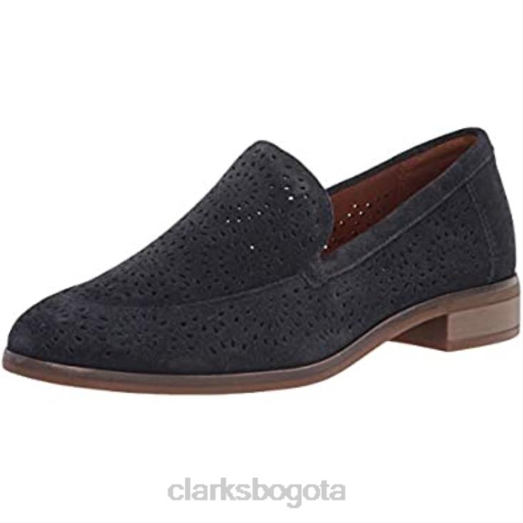 Clarks 0DX8L1073 Mocasines Clarks Trish Calla de ante azul marino para mujer mujer gamuza azul marino
