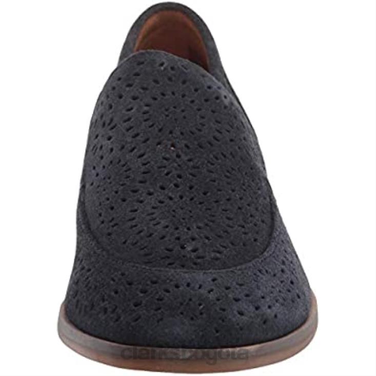Clarks 0DX8L1073 Mocasines Clarks Trish Calla de ante azul marino para mujer mujer gamuza azul marino