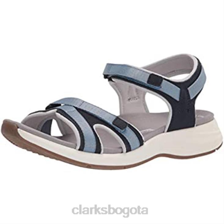 Clarks 0DX8L1074 Sandalia plana clarks solan drift piel ante azul marino mujer