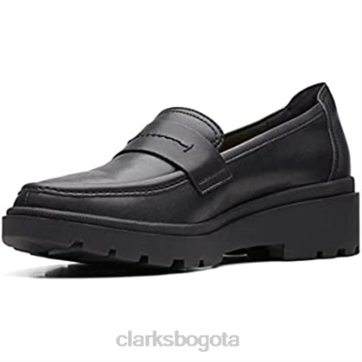 Clarks 0DX8L109 mocasín calla facilidad mujer plano clarks cuero negro mujer cuero negro