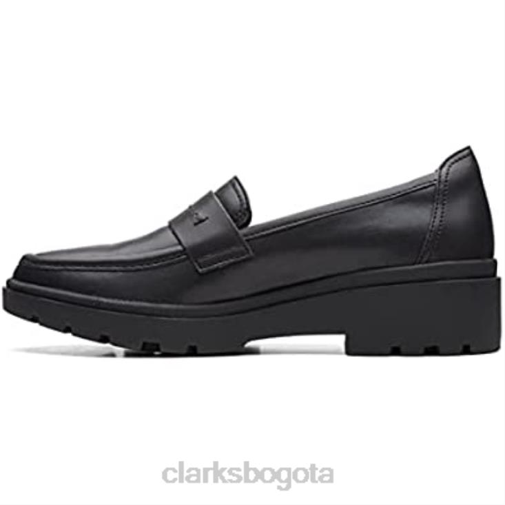 Clarks 0DX8L109 mocasín calla facilidad mujer plano clarks cuero negro mujer cuero negro