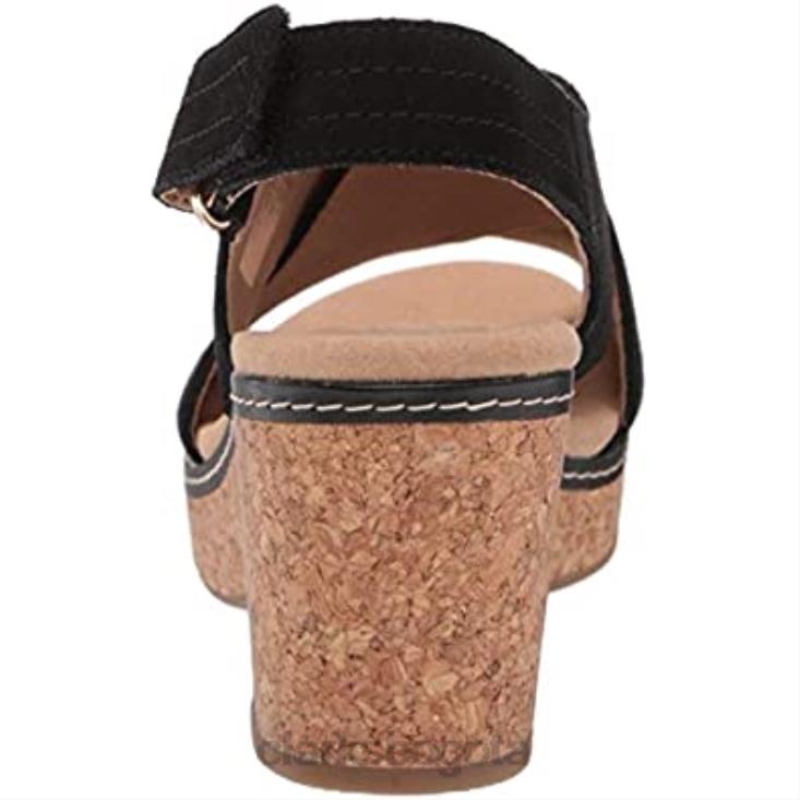 Clarks 0DX8L1093 sandalia con cuña giselle cove mujer clarks cuero negro mujer cuero negro