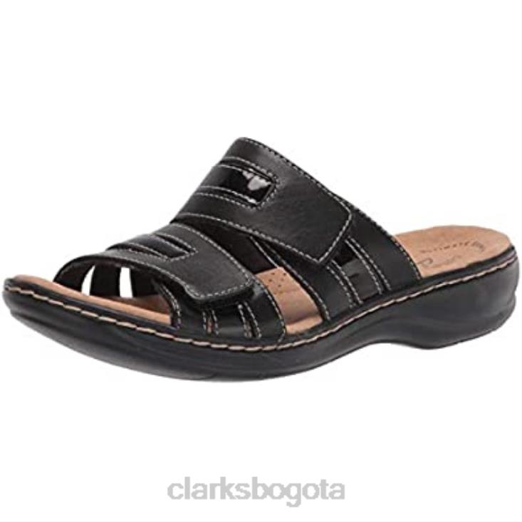 Clarks 0DX8L1095 sandalia plana mujer leisa zoe clarks negro piel sintetica combi mujer combi sintetico cuero negro