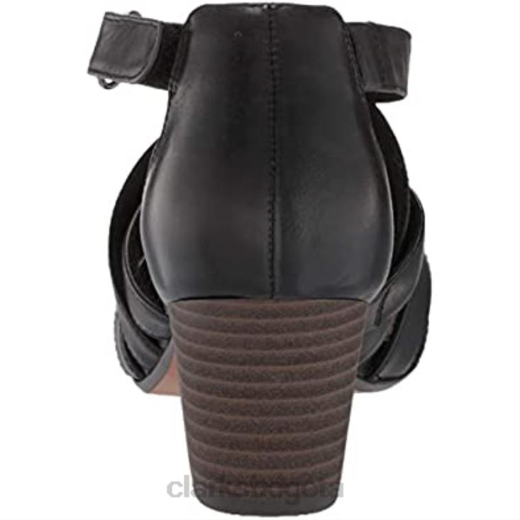 Clarks 0DX8L1107 Sandalia tacón mujer clarks lorene pop piel negra mujer cuero negro