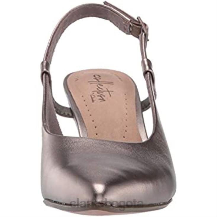 Clarks 0DX8L1122 Zapatos de salón Clarks Linvale Loop para mujer de piel peltre mujer cuero peltre