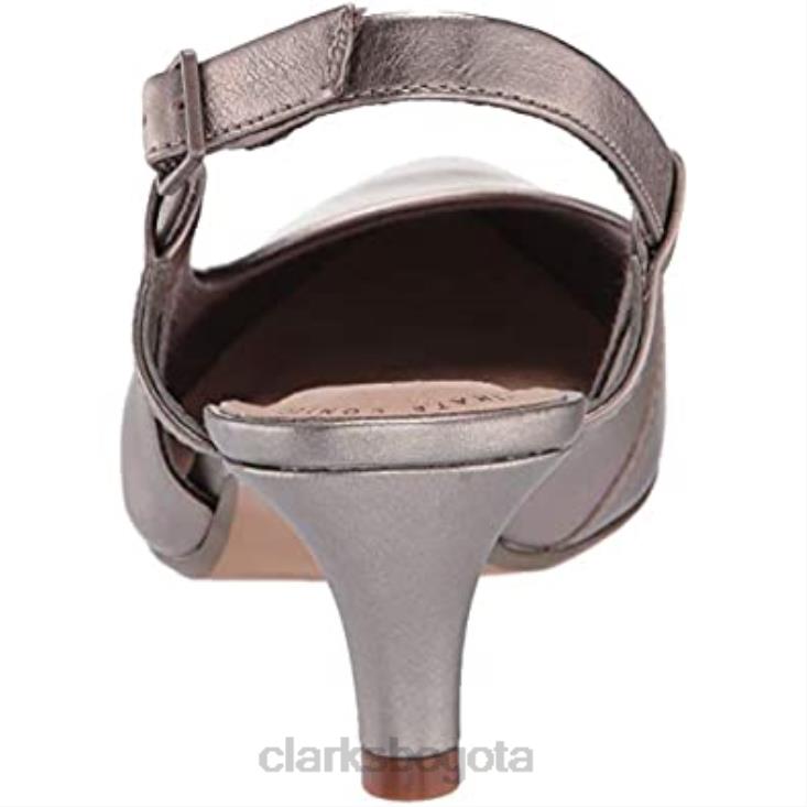 Clarks 0DX8L1122 Zapatos de salón Clarks Linvale Loop para mujer de piel peltre mujer cuero peltre