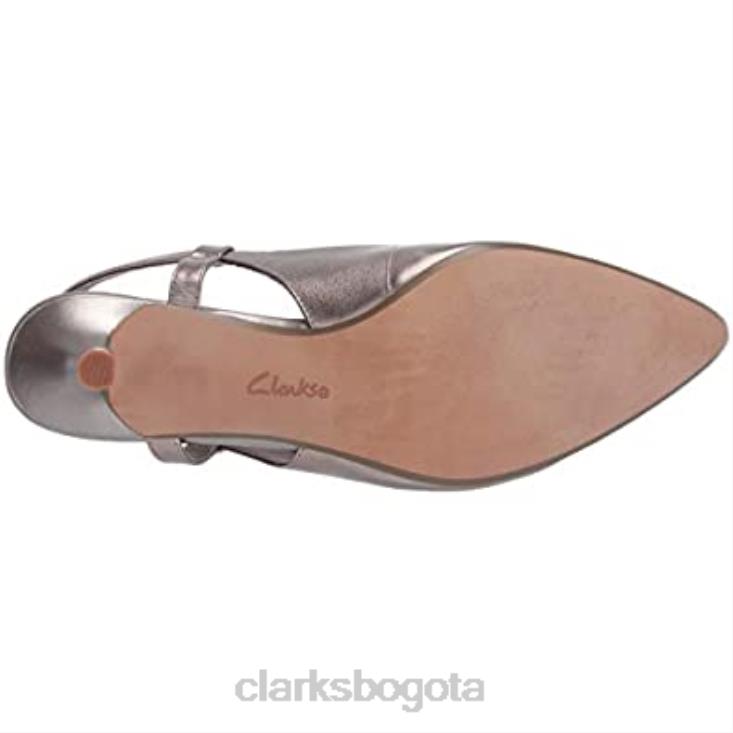 Clarks 0DX8L1122 Zapatos de salón Clarks Linvale Loop para mujer de piel peltre mujer cuero peltre