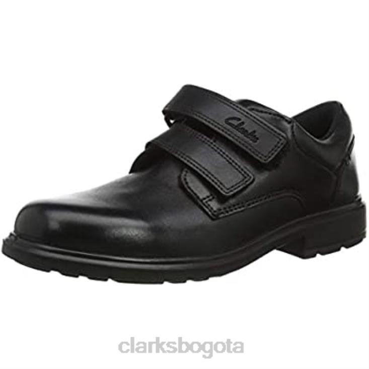 Clarks 0DX8L1138 Zapatos clarks remi pace k de corte ancho para uniforme escolar para hombre color negro hombres cuero negro