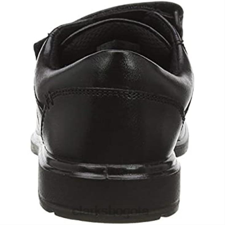 Clarks 0DX8L1138 Zapatos clarks remi pace k de corte ancho para uniforme escolar para hombre color negro hombres cuero negro