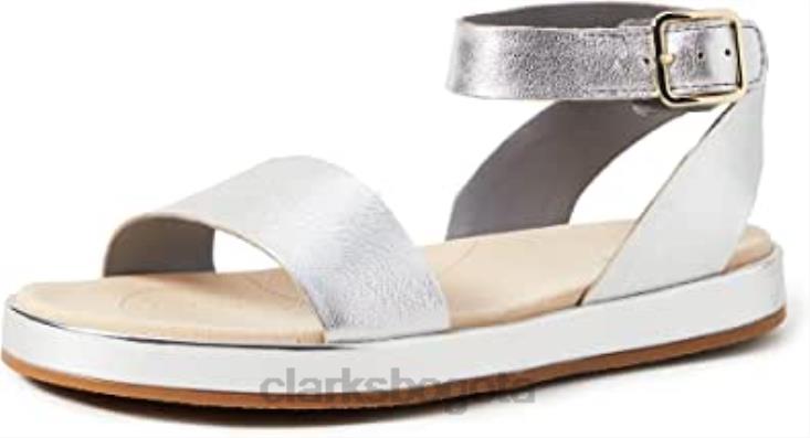 Clarks 0DX8L1146 Sandalias Clarks Botanic Poppy Mujer Piel Plata Plata mujer cuero plateado plateado