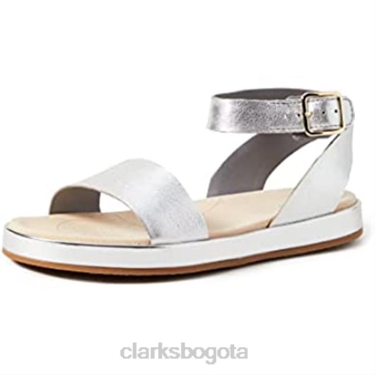 Clarks 0DX8L1146 Sandalias Clarks Botanic Poppy Mujer Piel Plata Plata mujer cuero plateado plateado