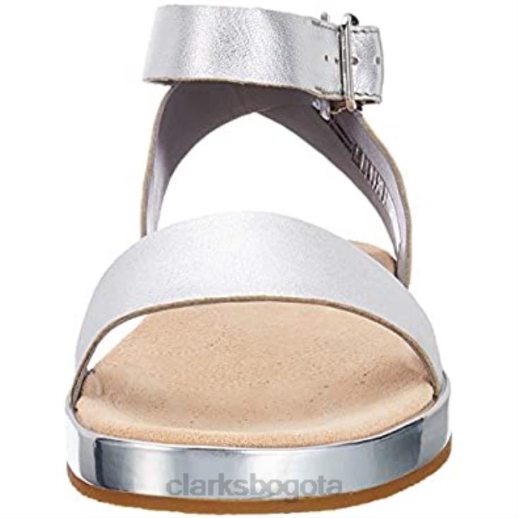 Clarks 0DX8L1146 Sandalias Clarks Botanic Poppy Mujer Piel Plata Plata mujer cuero plateado plateado