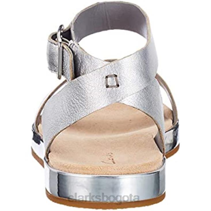 Clarks 0DX8L1146 Sandalias Clarks Botanic Poppy Mujer Piel Plata Plata mujer cuero plateado plateado