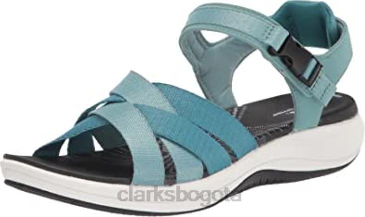 Clarks 0DX8L1147 Sandalia plana clarks mira tide textil combinada verde azulado mujer textil combinado verde azulado