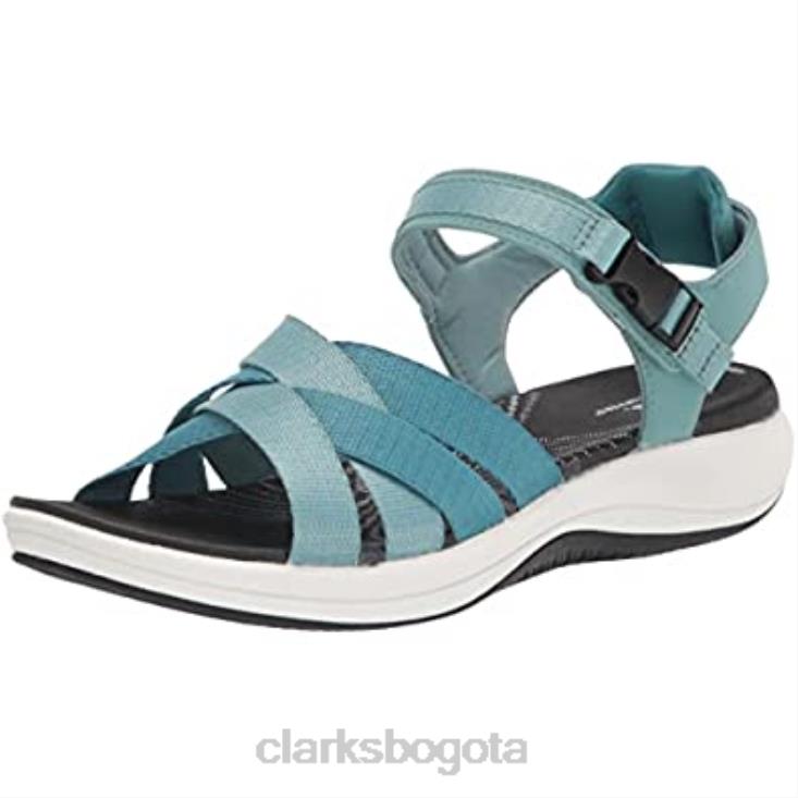 Clarks 0DX8L1147 Sandalia plana clarks mira tide textil combinada verde azulado mujer textil combinado verde azulado