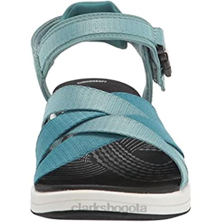 Clarks 0DX8L1147 Sandalia plana clarks mira tide textil combinada verde azulado mujer textil combinado verde azulado