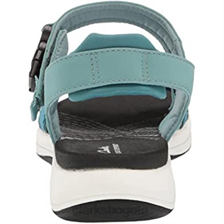Clarks 0DX8L1147 Sandalia plana clarks mira tide textil combinada verde azulado mujer textil combinado verde azulado