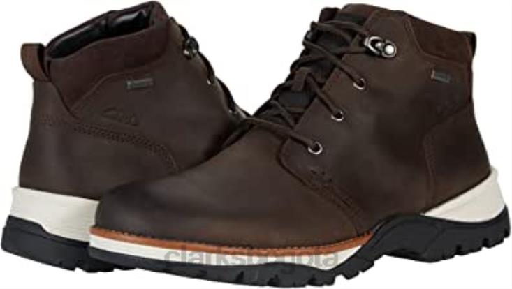 Clarks 0DX8L1156 clarks topton mid gtx cuero aceitoso marrón oscuro unisexo cuero aceitoso marrón oscuro