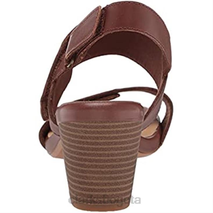 Clarks 0DX8L1157 sandalia de tacón brillante lorene de mujer clarks cuero tostado mujer cuero marrón