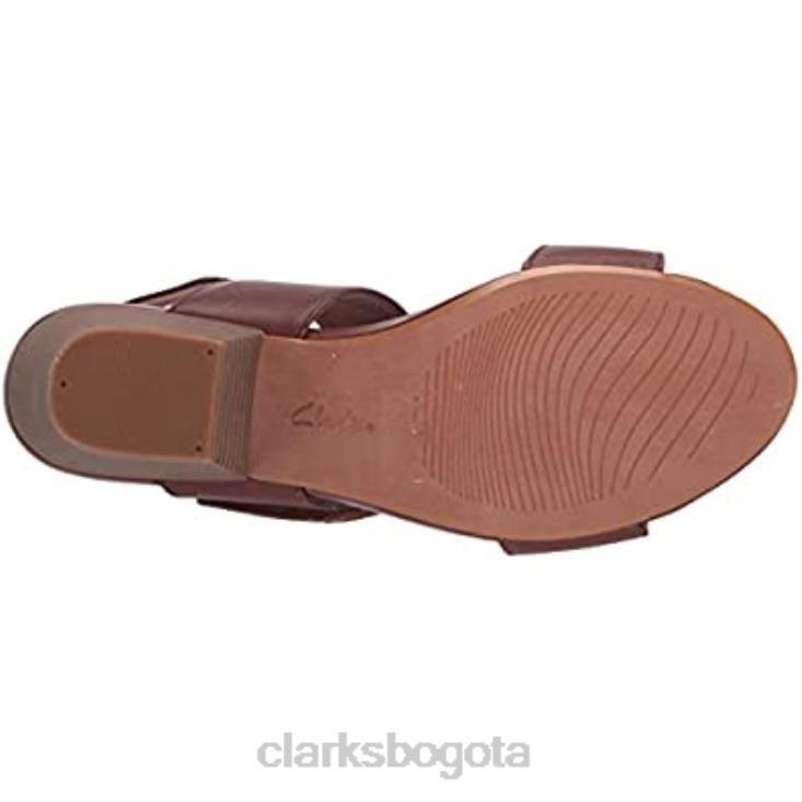 Clarks 0DX8L1157 sandalia de tacón brillante lorene de mujer clarks cuero tostado mujer cuero marrón