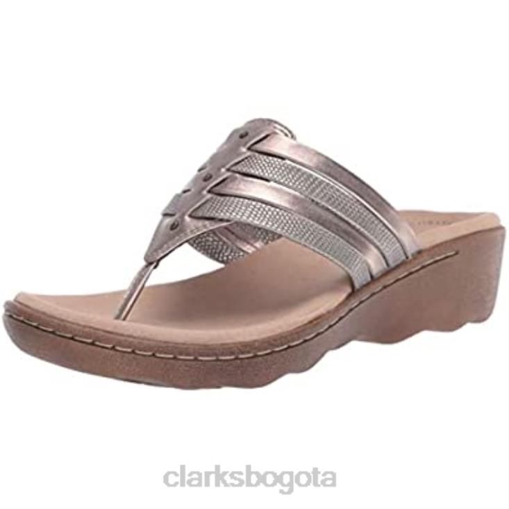 Clarks 0DX8L1161 Sandalia clarks phebe carman de cuero metalizado peltre para mujer mujer sintetizador de cuero metalizado peltre