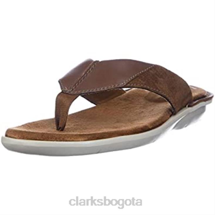 Clarks 0DX8L1168 Chanclas Clarks Ellison Easy de cuero tostado para hombre hombres cuero marrón