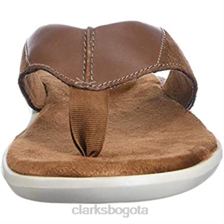 Clarks 0DX8L1168 Chanclas Clarks Ellison Easy de cuero tostado para hombre hombres cuero marrón