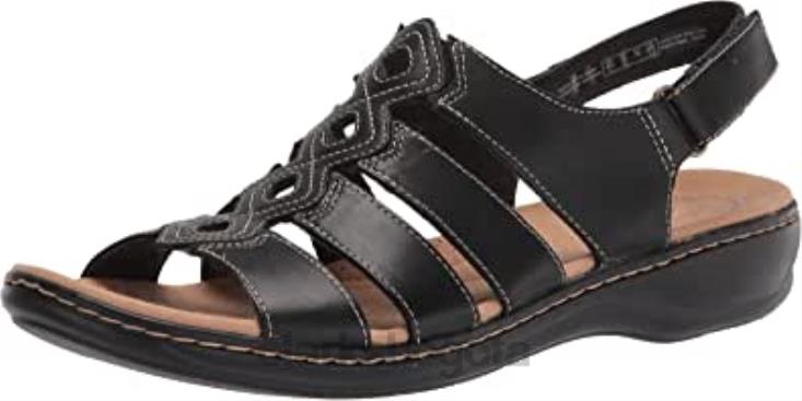 Clarks 0DX8L1174 Sandalia plana mujer leisa ruby ​​piel negra clarks mujer cuero negro