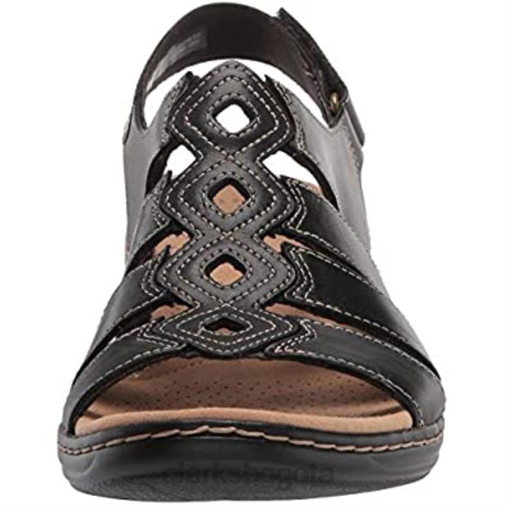 Clarks 0DX8L1174 Sandalia plana mujer leisa ruby ​​piel negra clarks mujer cuero negro
