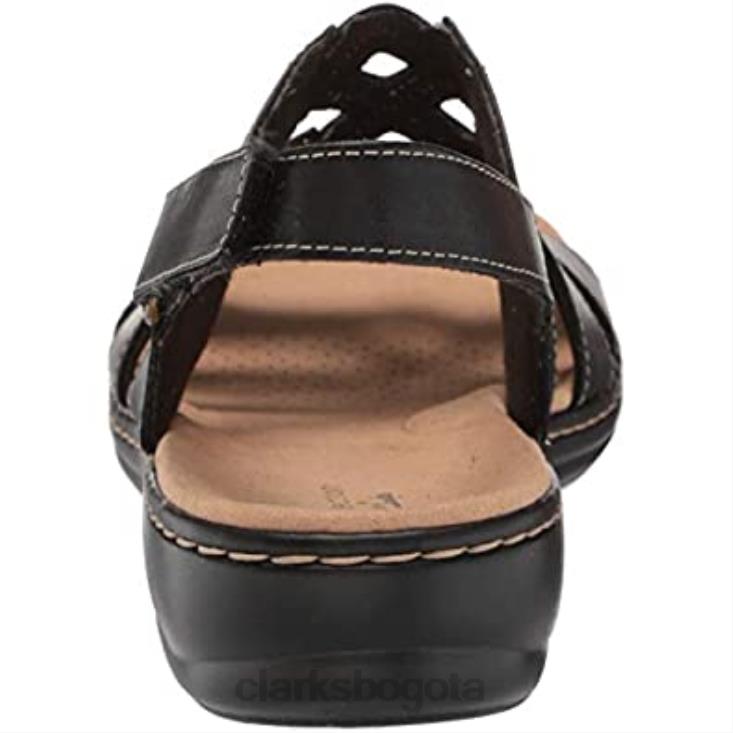 Clarks 0DX8L1174 Sandalia plana mujer leisa ruby ​​piel negra clarks mujer cuero negro