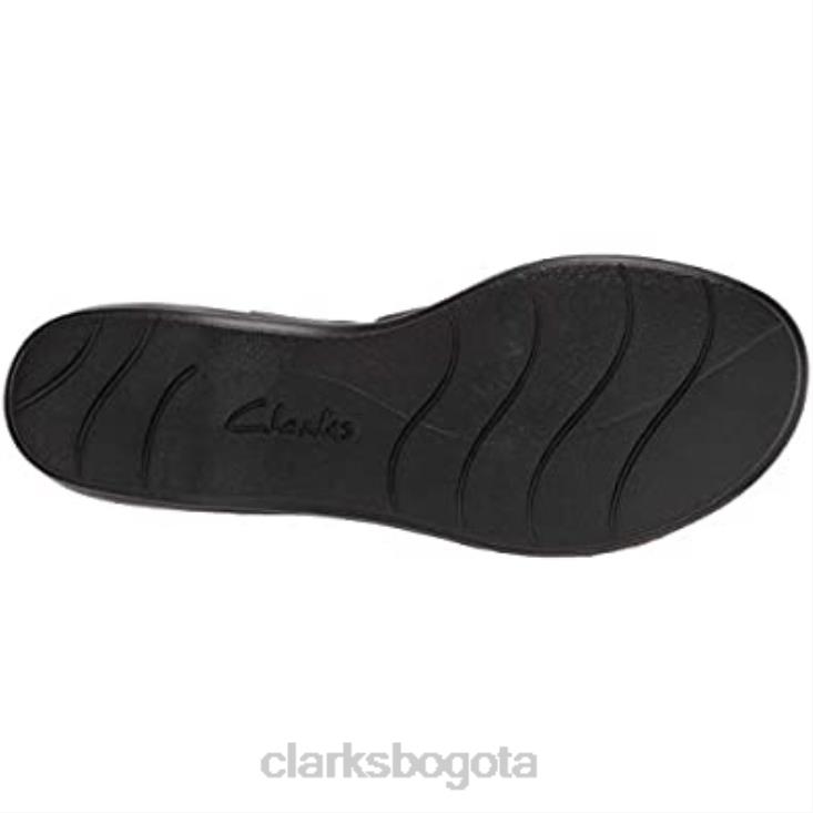 Clarks 0DX8L1174 Sandalia plana mujer leisa ruby ​​piel negra clarks mujer cuero negro