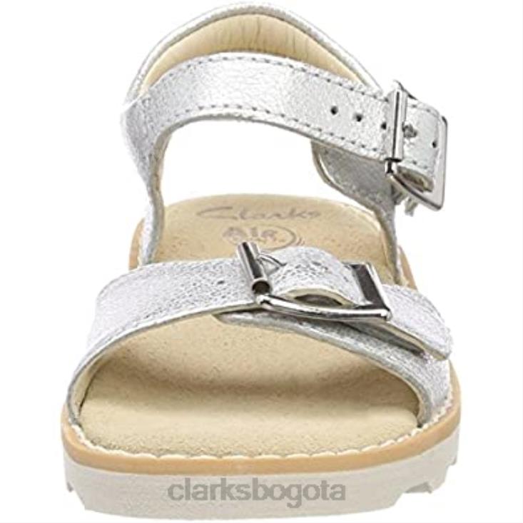 Clarks 0DX8L1181 sandalias con tira trasera en forma de t para niña clarks silver leather niños cuero plateado