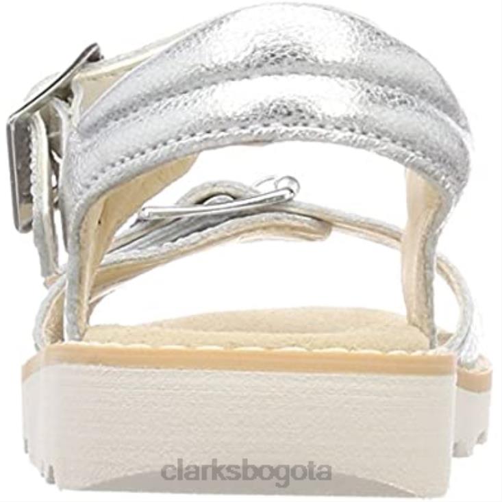 Clarks 0DX8L1181 sandalias con tira trasera en forma de t para niña clarks silver leather niños cuero plateado