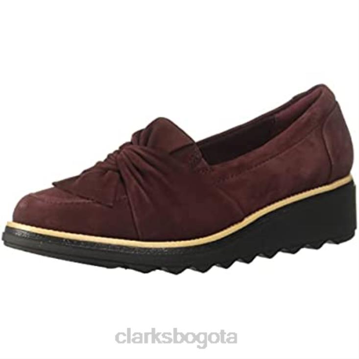 Clarks 0DX8L1194 Mocasines Clarks Sharon Dasher de ante burdeos para mujer mujer