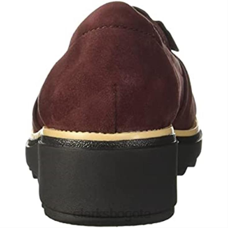 Clarks 0DX8L1194 Mocasines Clarks Sharon Dasher de ante burdeos para mujer mujer