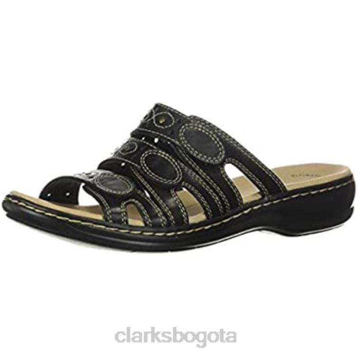 Clarks 0DX8L1203 Sandalia clarks leisa cactus de cuero negro para mujer mujer cuero negro