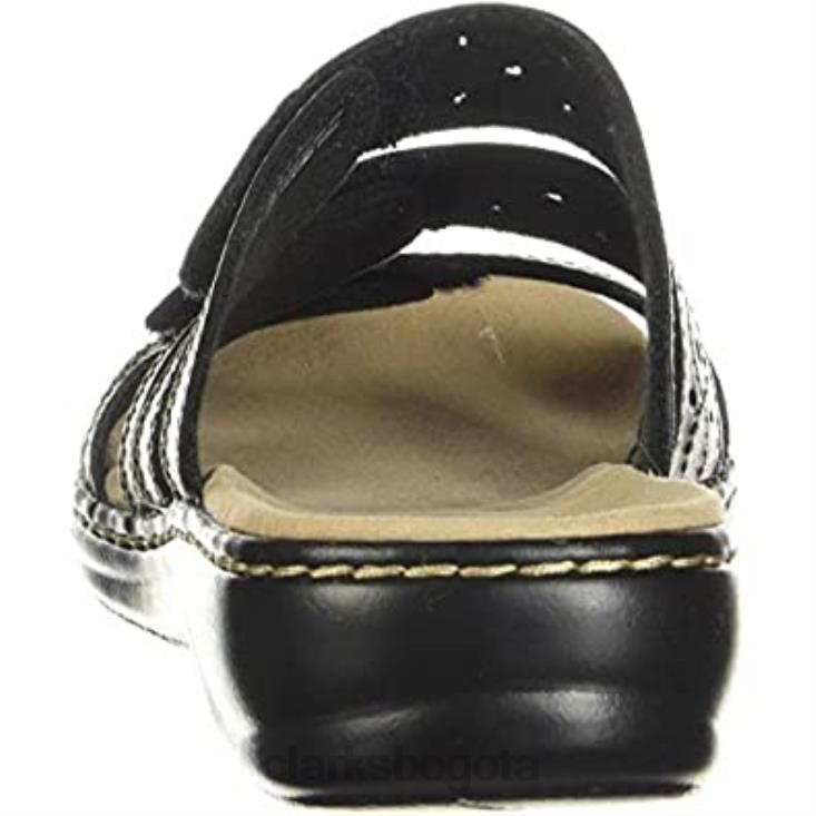 Clarks 0DX8L1203 Sandalia clarks leisa cactus de cuero negro para mujer mujer cuero negro