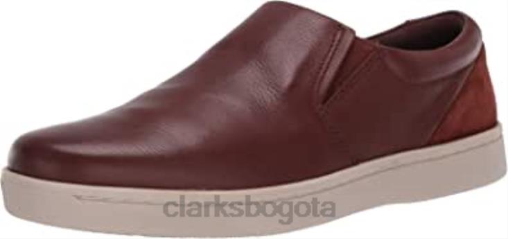 Clarks 0DX8L1210 Zapatilla Clarks Kitna Free para hombre de piel mahoga ny hombres cuero caoba