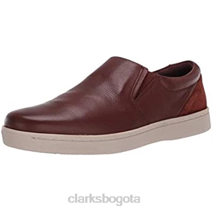 Clarks 0DX8L1210 Zapatilla Clarks Kitna Free para hombre de piel mahoga ny hombres cuero caoba