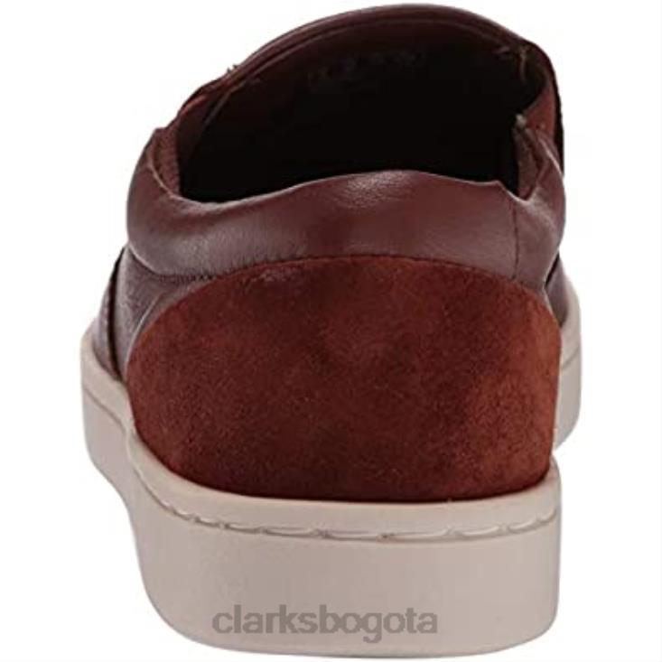 Clarks 0DX8L1210 Zapatilla Clarks Kitna Free para hombre de piel mahoga ny hombres cuero caoba