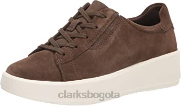 Clarks 0DX8L1216 Zapatilla clarks layton lace de ante color oliva oscuro para mujer mujer ante oliva oscuro
