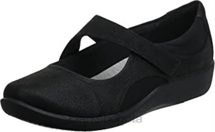 Clarks 0DX8L1218 Merceditas Clarks Sillian Bella para mujer color negro plano mujer negro